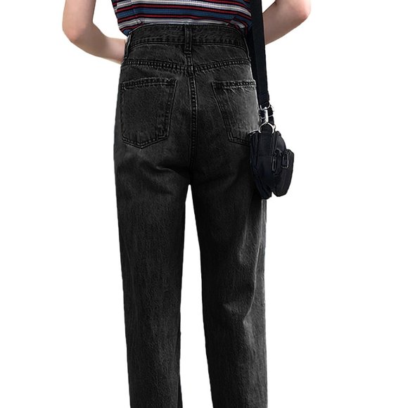 High Waist Ripped Boyfriend Jeans - Picture 3 of 7